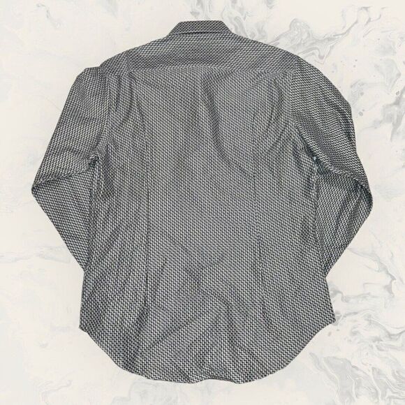 Robert Graham Black White Long Sleeve Flip Cuff Button Up Dress Shirt Medium - Picture 8 of 8